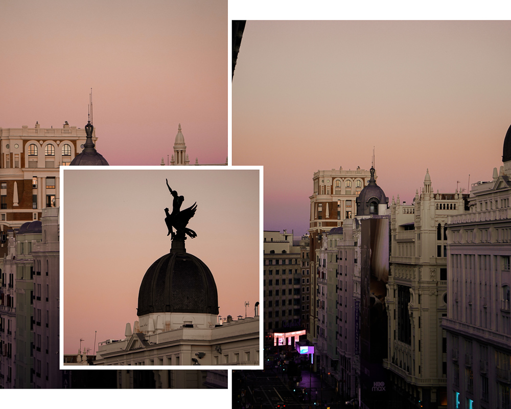 La Gran Via all'alba dall'Hotel Madrid Gran Via by Melià